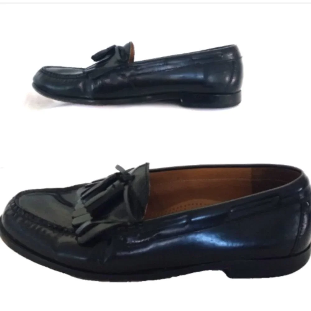 Cole Haan Men’s Black Leather Tassel Loafers Slip On Shoes Size 10D EUC